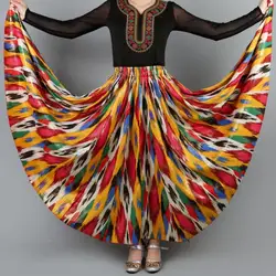 Chinese Uighur Dance Dress Women Stage Performance Long Skirt Xinjiang Big Folk Colourful