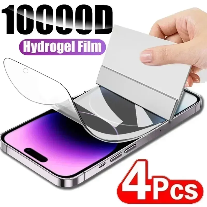 4Pcs Soft Hydrogel Film for iPhone 15 14 13 12 11 Pro Max Silicone TPU Screen Protector for iPhone 15 14 11 XS XR X 7 8 15 Plus