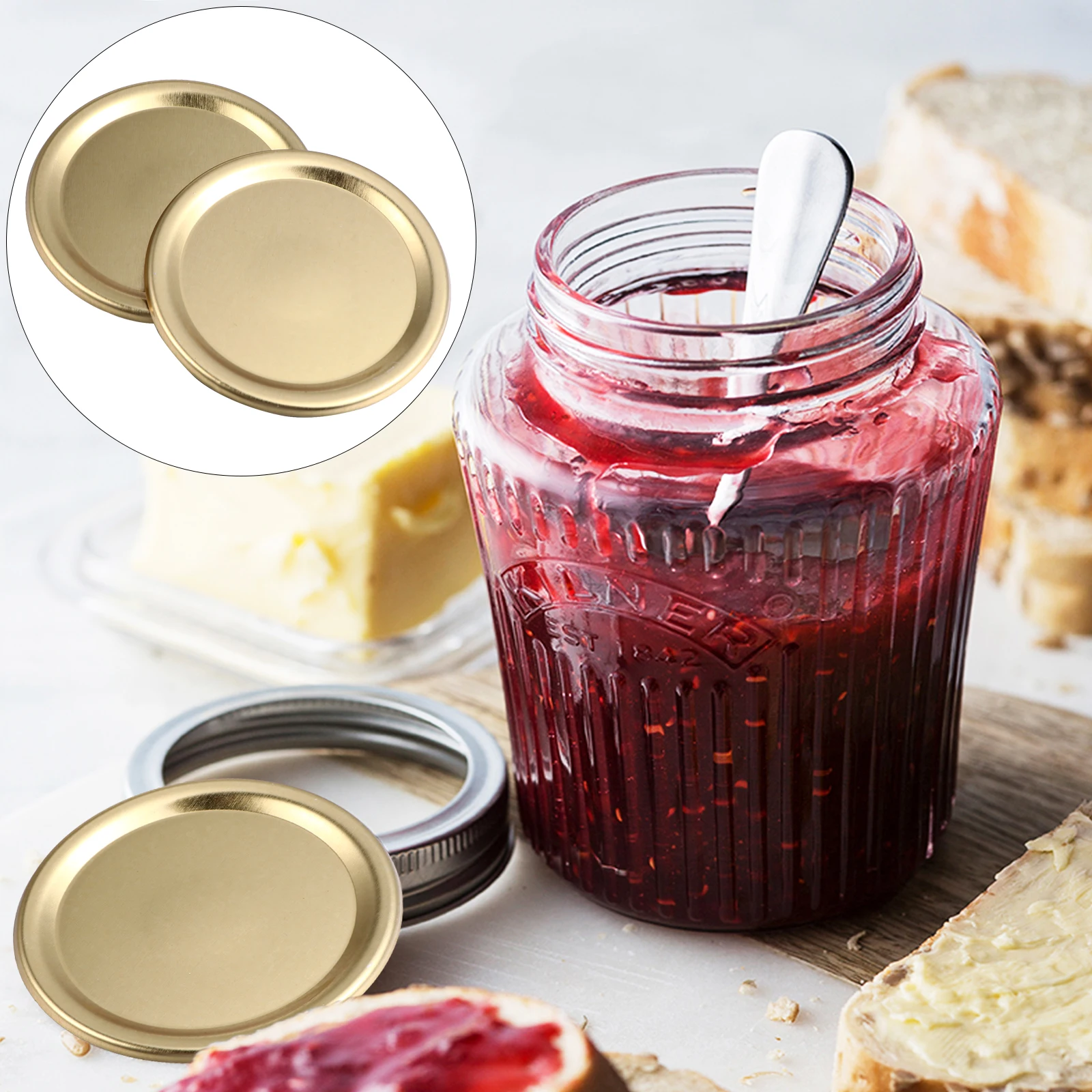 

24 Pcs Tinplate Cover Refrigerator Safe Lids Wide Mouth Canning Jar Leakproof Piece Airtight Seal Metal Mason Storage Bottle