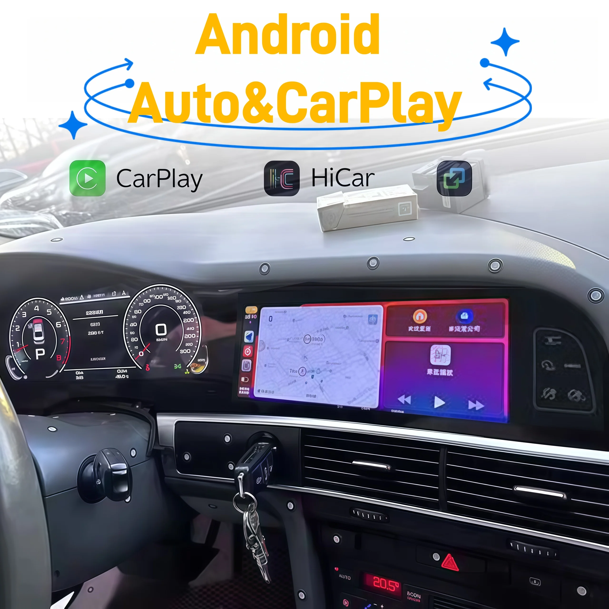 

GZ Car Dual Screen Android Dashboard For Audi A6 A6L 2005-2012 LCD Digital Instrument Car Radio CarPlay Car Multimedia Player