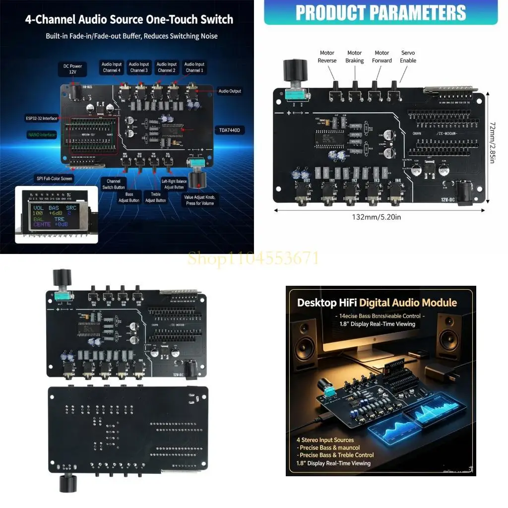 Best Seller TDA7440D Digital Tone Board, 4 Two-Channel Inputs, I2C Tone Routing Module