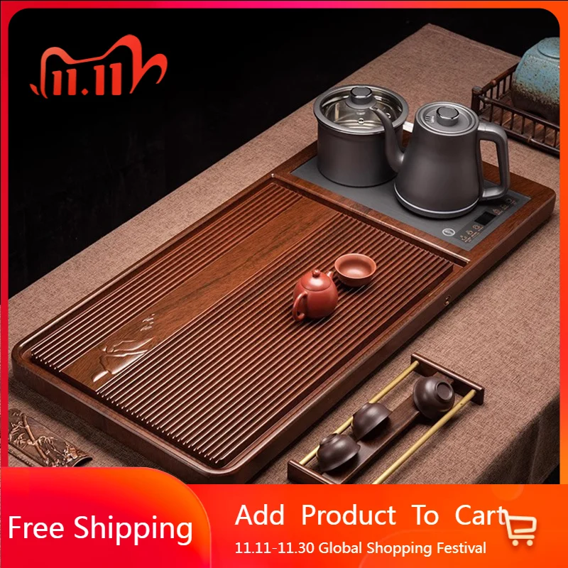 

Wooden Coffeeware Tea Tray Serving Fruit Chinese Ceremony Tea Tray Table Hospitality Kung Fu Bandeja Madera Home Decorationgs