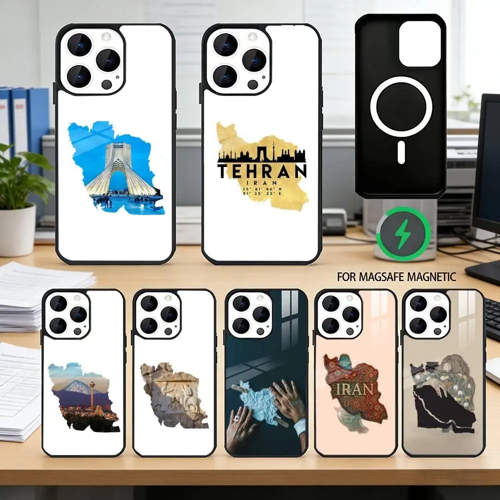 

PC-Iran map Phone Case For iPhone17,16,15,14,13,12,11 Plus,Pro Magnetic with Magsafe Wireless Charging