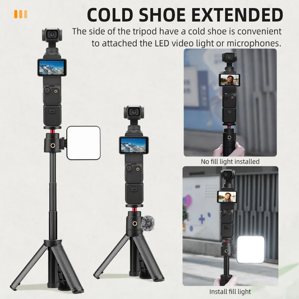 حامل ثلاثي عصا سيلفي لـ DJI Action 5 Pro 4/Osmo 360/Pocket 3/Insta360 Ace Pro 2، ملحقات التصوير الفوتوغرافي للبث المباشر للكاميرا