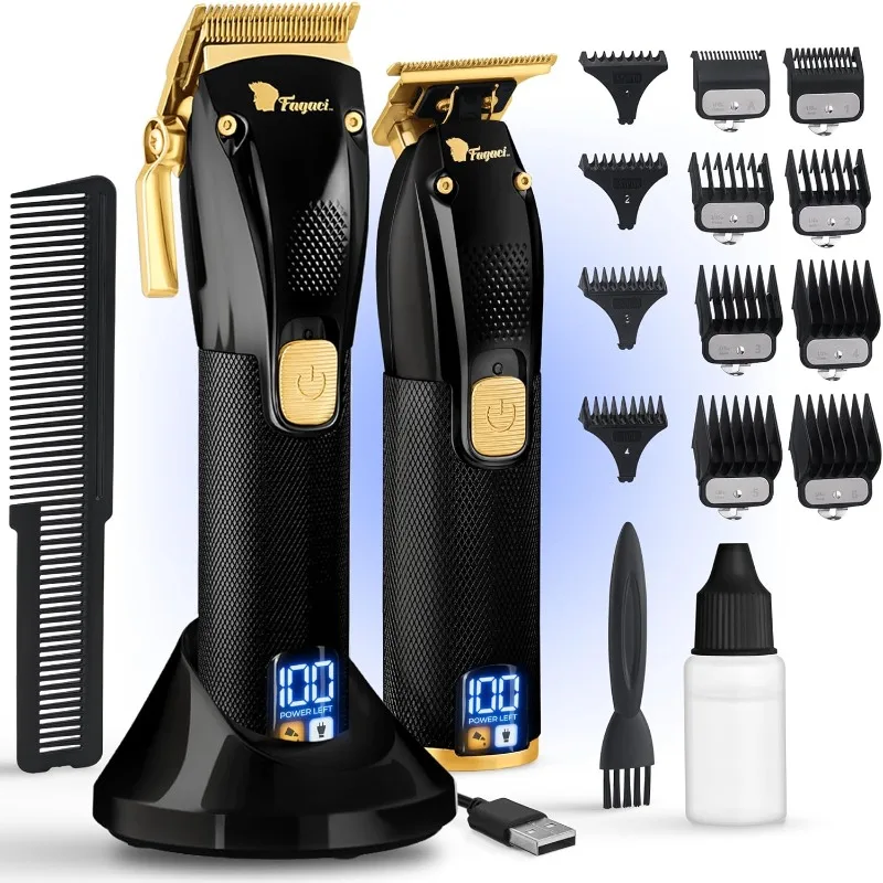 Fagaci Professional Hair Clippers Set Turbo Power with Precise Cutting, Barber Clippers for Hair Cutting, Cordless Trimmers Set