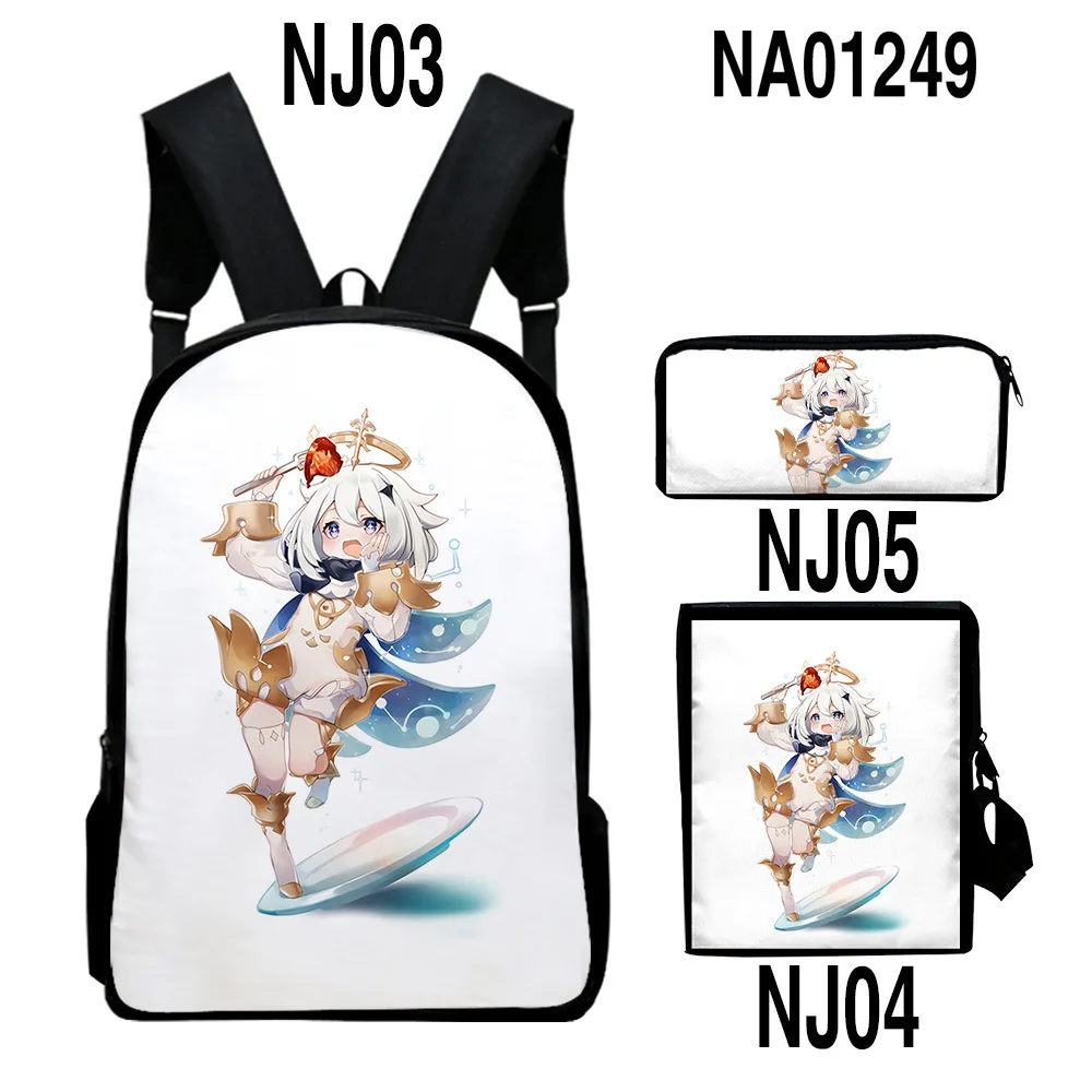 Classic Peculiar Genshin Impact 3D Print 3pcs/Set pupil School Bags Laptop Daypack Backpack Inclined shoulder bag Pencil Case
