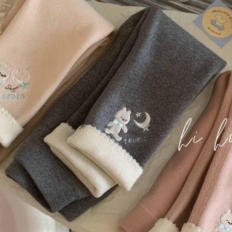 الفتيات الصوف طماق الخريف الشتاء الكورية المخملية بناطيل تدفئة 1-6 سنة فتاة عادية رشاقته السراويل