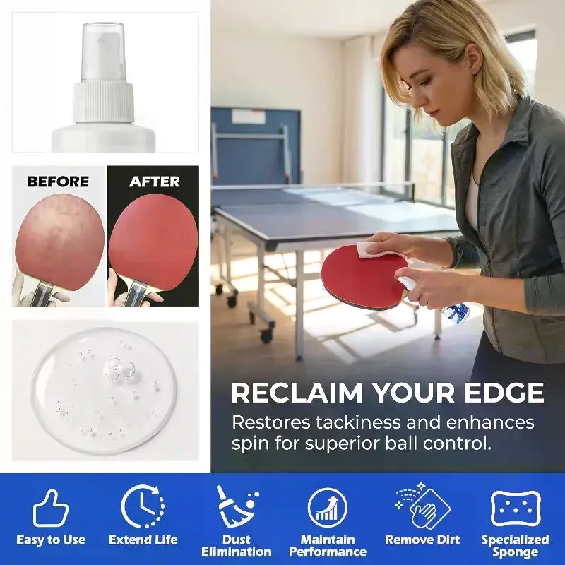 

Спрей для чистки ракеток для настольного тенниса с губкой: восстанавливает липкость, удаляет пыль