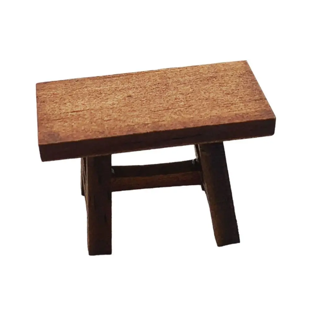 1:12 1:6 Mini Wooden Bench Furniture Toys, Doll Accessories Decoration, Pretend Play Micro Landscape for Living Room Decor