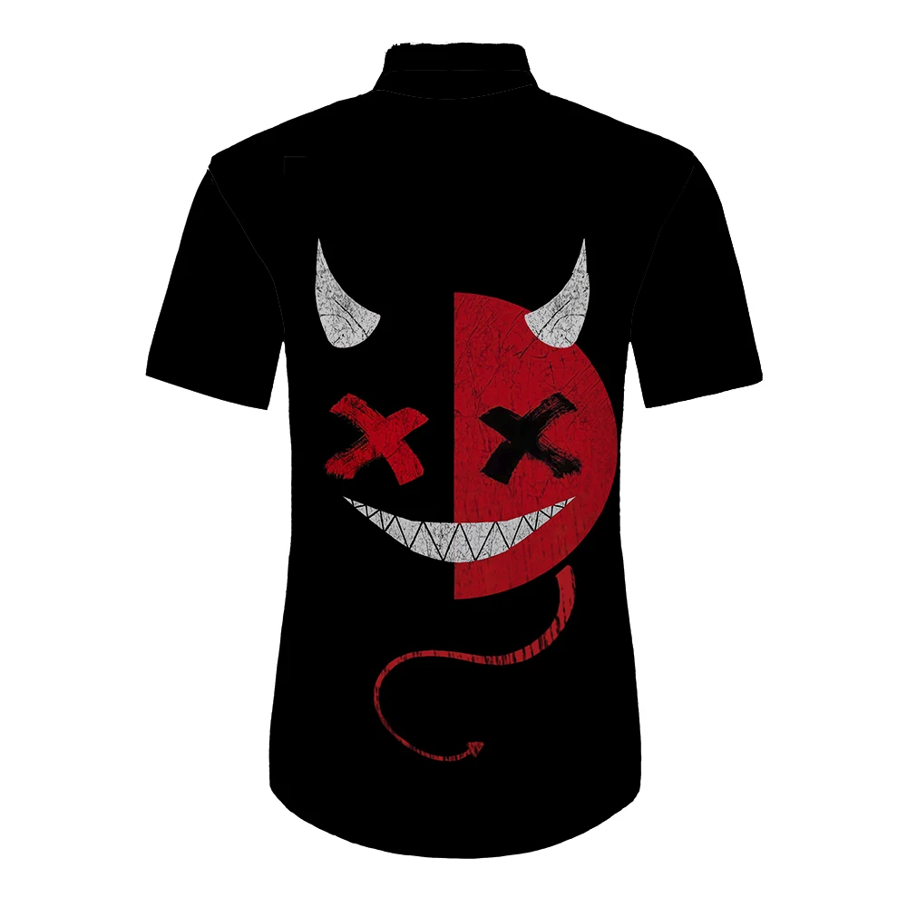 Camiseta holgada informal con estampado 3D para hombre, manga corta, Color a juego, estampado de cara sonriente, ropa para hombre