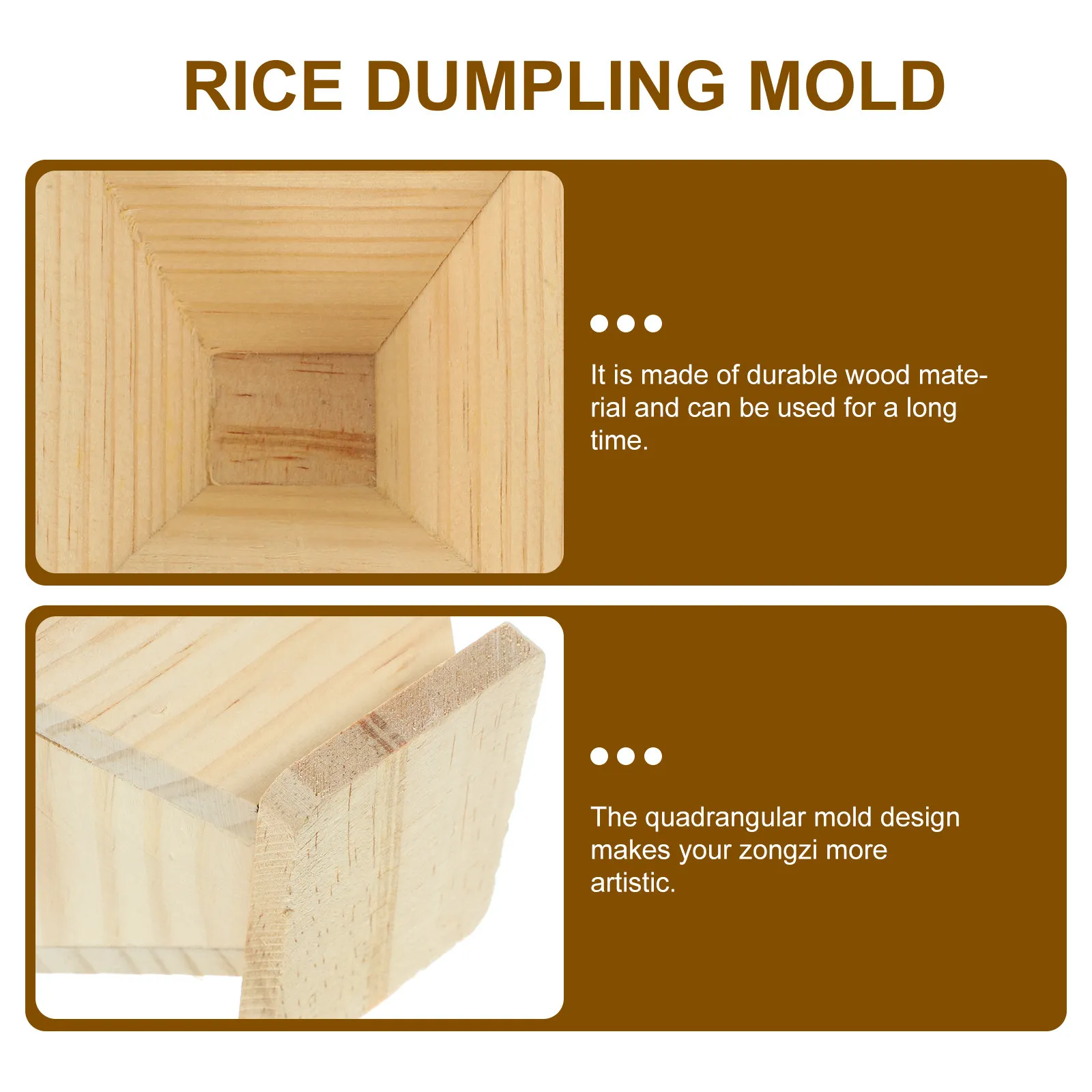 

1Pcs Eco-Friendly Wood Zongzi Mold for DIY Rice Pudding Making Kitchen Food Mould Quadrangular Shape Design Rice Dumpling Mold