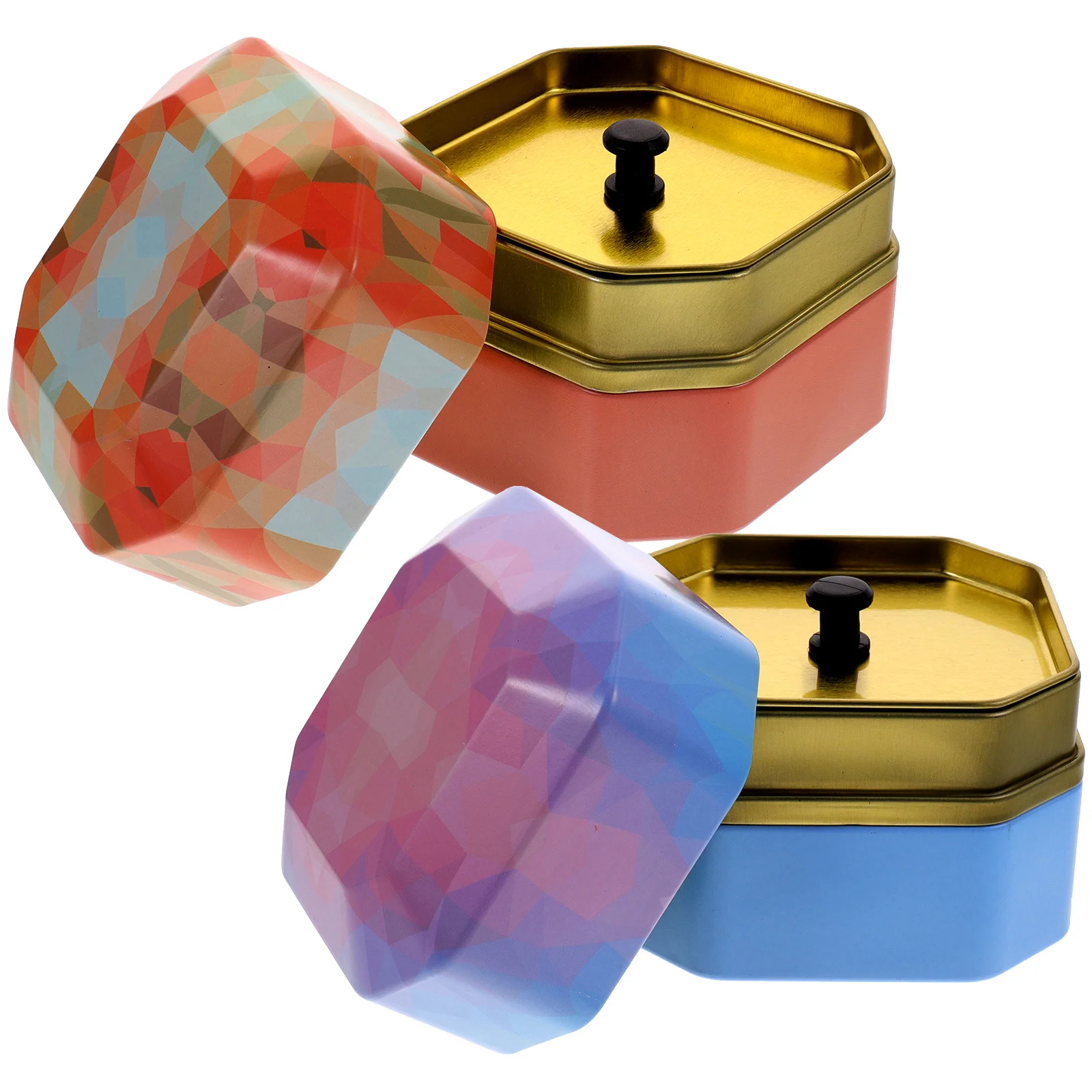 

2Pcs Tinplate Storage Jar Multi-Function Tea Canister Household Kitchen Canister for Tea Coffee Candy Nuts Dried Foods