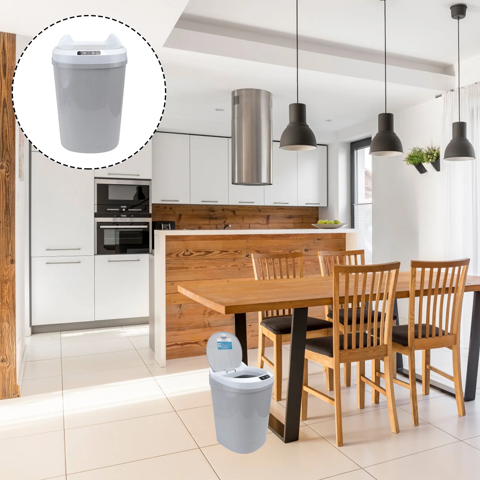 

Intelligent Garbage Can 1Pcs Smart Sensor Trash Can Large Capacity Touch Knock Control Home Store Use Long Service Life