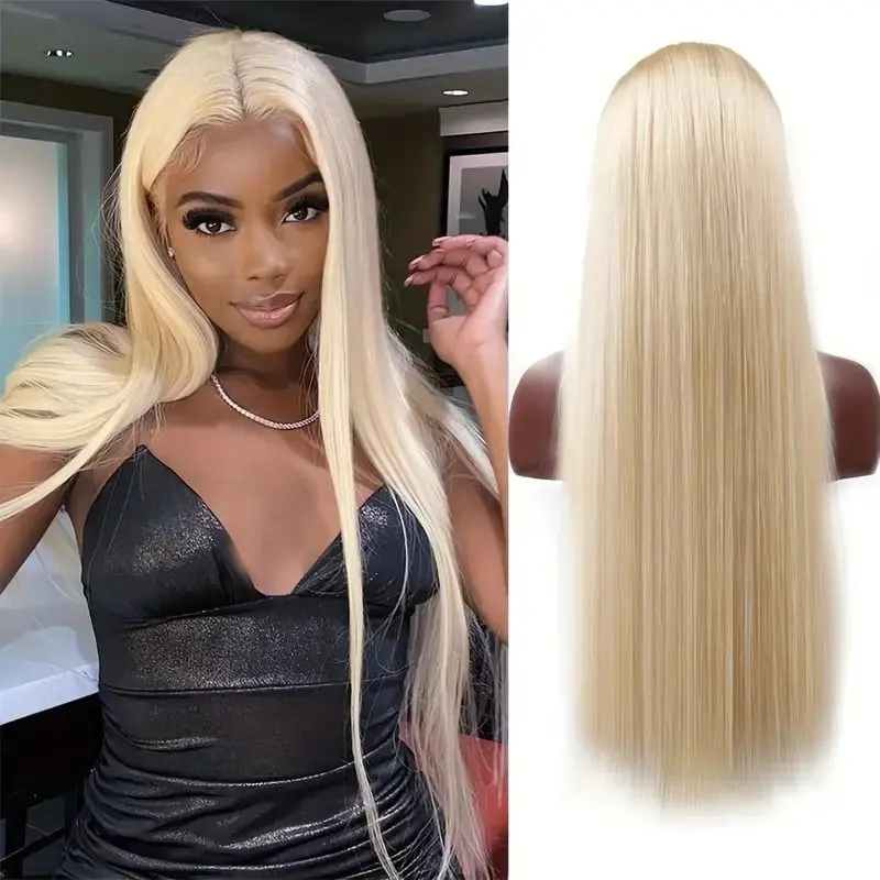 Rosabeauty 40Inches 13x6 Blonde 613 HD Glueless 13X4 Frontal Wig Preplucked 250% Straight Lace Front Human Hair Wigs For Women