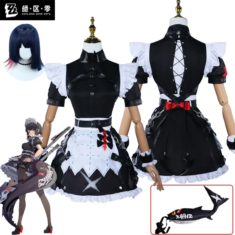 Zenless Zone Zero Ellen Joe Cosplay Costume Shark Maid Outfits Tail Lolita Halloween Party Dress Role Play Uniform Women Girls