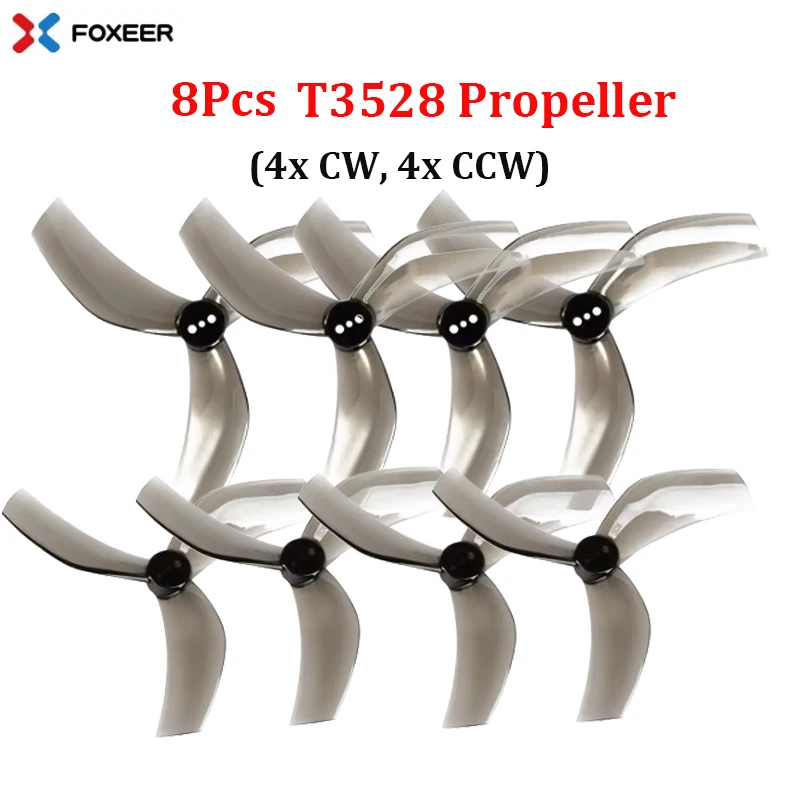 8pcs Foxeer Dalprop Cyclone T3528 3inch 3-Blade Propeller 1.5mm Hole 2mm Hole CW CCW For FPV Racing Freestyle Toothpick Foxwhoop