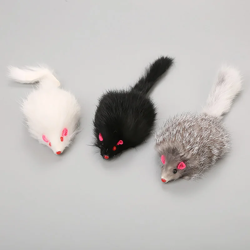 1PC Furry Plush False Mouse Pet Cat Kitten Toys Long-haired Tail Mice Funny Playing Training Game Toy Mice Cat Supplies