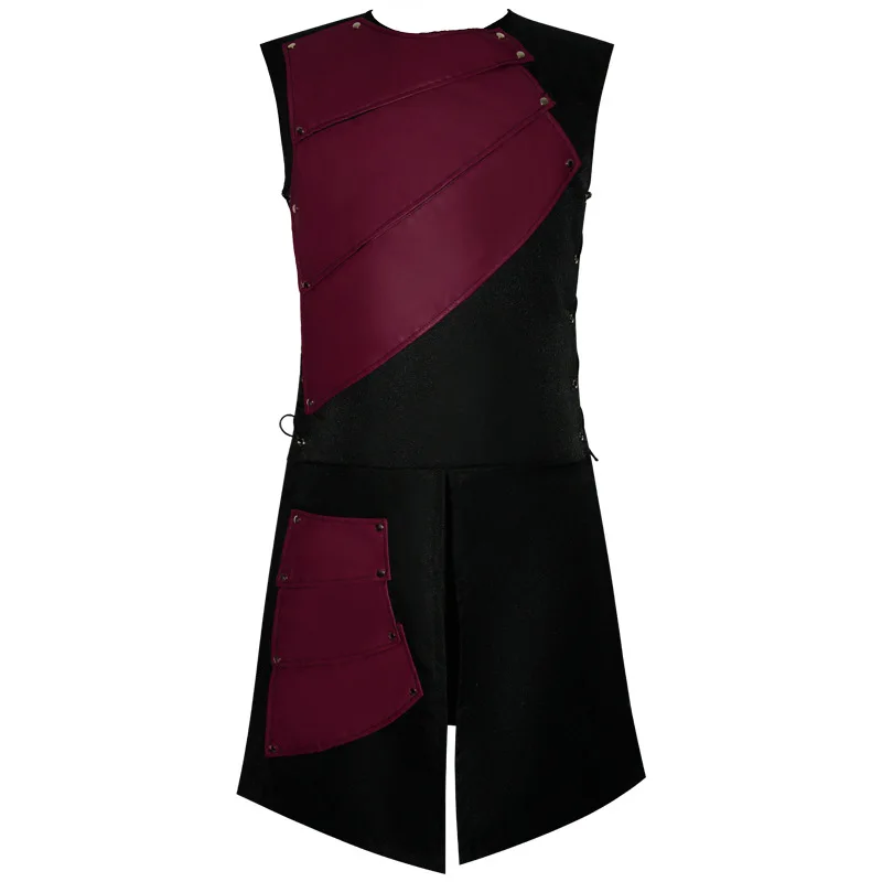 Medieval Costumes Fashion Men Hot Tops Theme Party Archer Leather Armor Retro Viking Renaissance Sleeveless Patchwork Cosplay