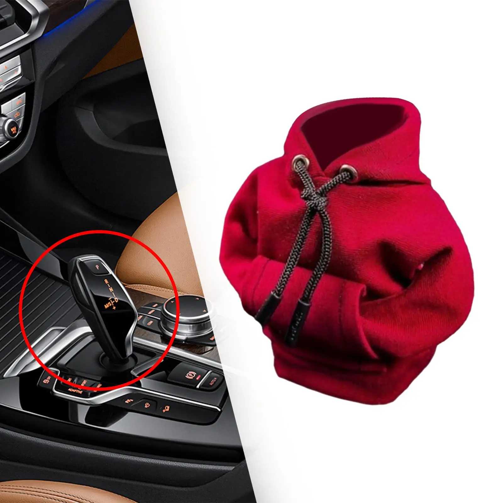 อุปกรณ์ตกแต่งภายในรถยนต์ ฝาครอบหัวเกียร์แบบมีฮู้ด สไตล์เสื้อฮู้ด ผ้าเนื้อนุ่ม ใช้ได้กับรถยนต์ทุกรุ่น