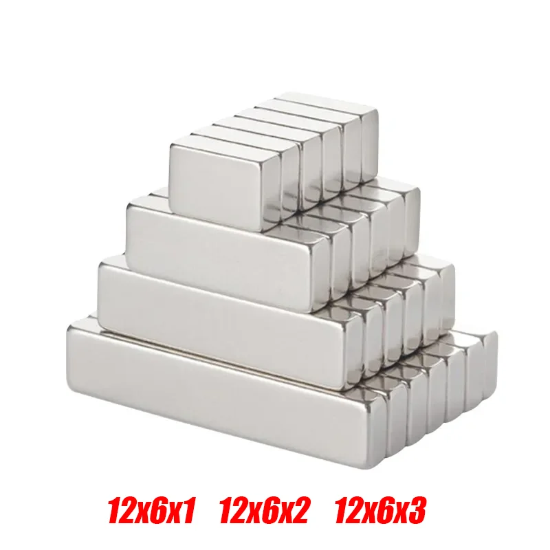 10/50 Pcs 12x6x1 12x6x2 12x6x3 Super Strong Neodymium Rectangular Magnet NdFeB Rare Earth Iron Boron Permanent Magnetic Imanes