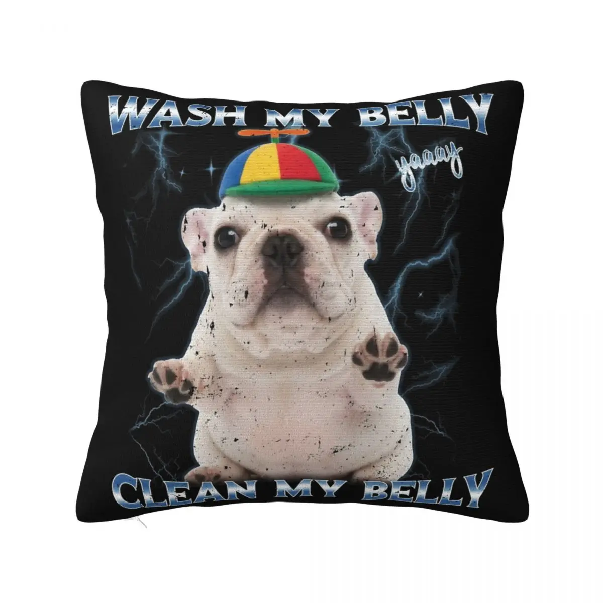 Pibble Wash Clean My Belly Funny Meme Pillowcase Printing Polyester Cushion Cover Decoration Throw Pillow Case Cover Home Square