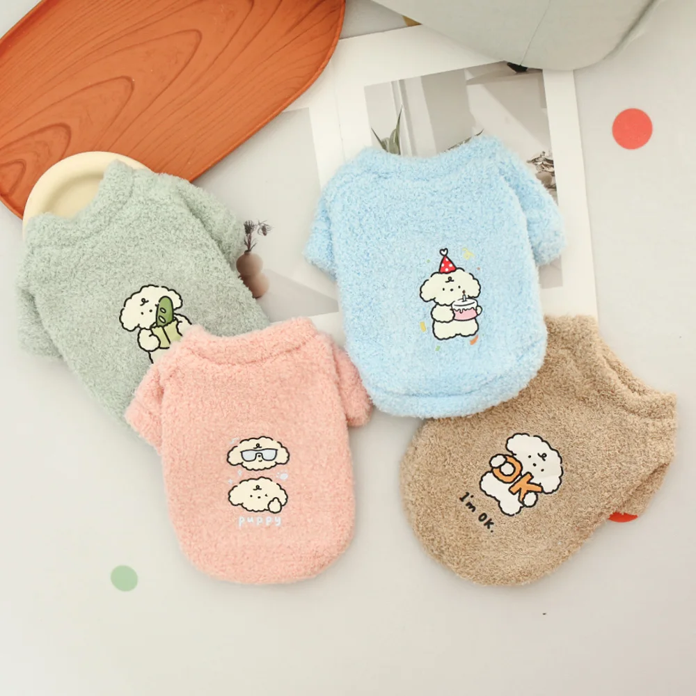 Cat and dog autumn and winter cold proof thick double-sided velvet hoodie cloud velvet warm cartoon simple clothes