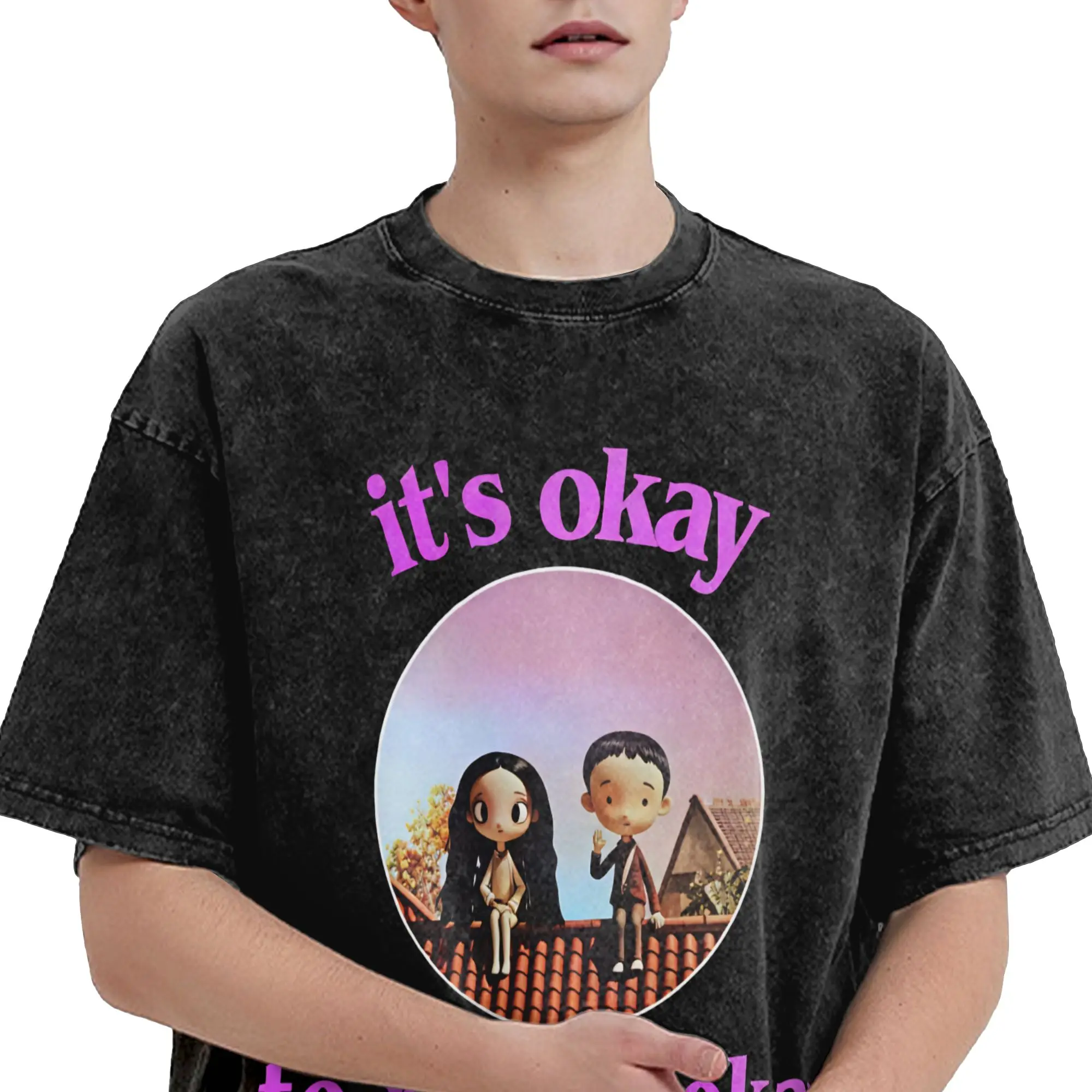 It’s Okay to Not be Okay Cartoon T-Shirt Summer  Y2K Fun T-Shirts Cotton Fashion Tshirt For Mens Short-Sleeve Pattern Top Tees
