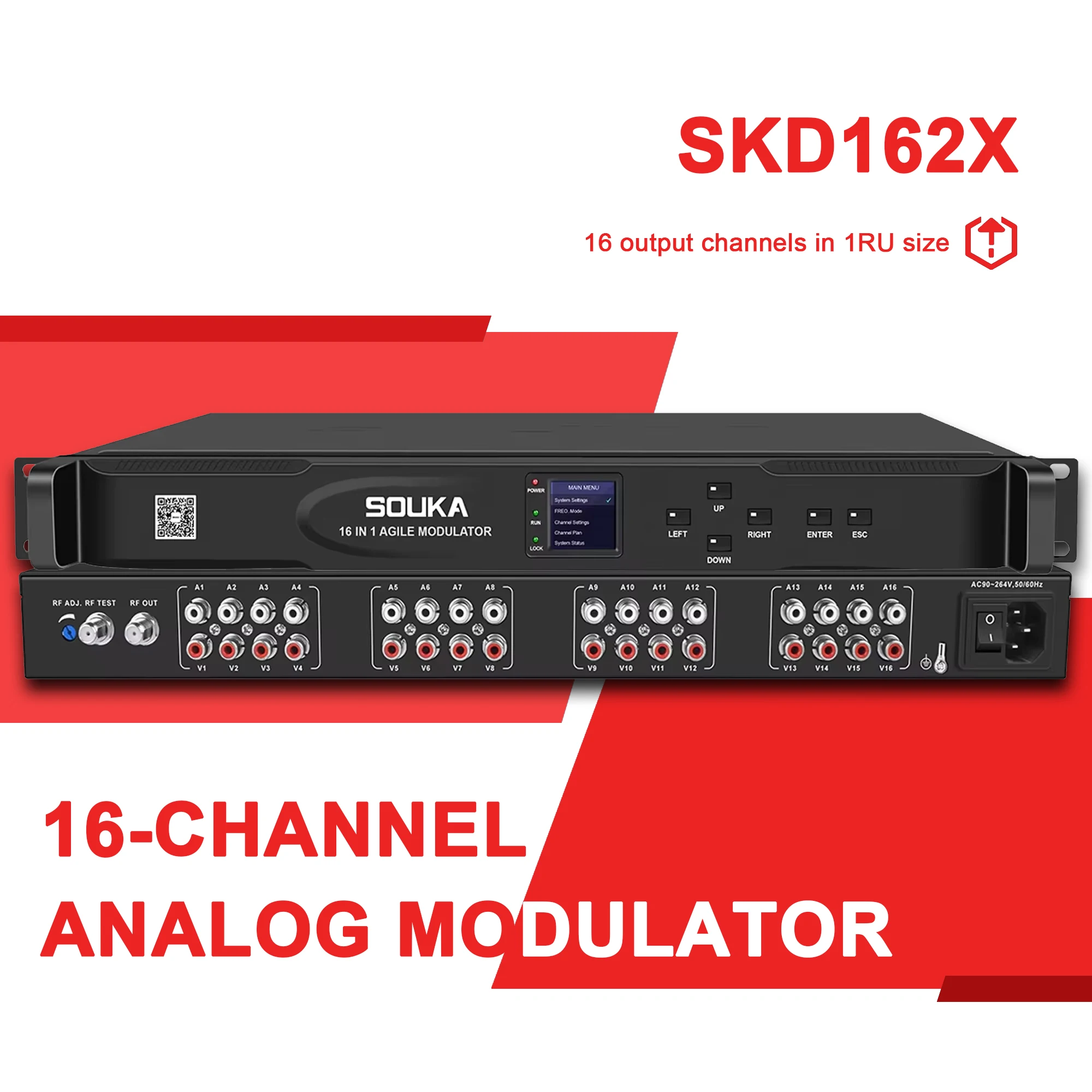 

16-канальный аналоговый модулятор agile для кабельного телевидения, AV-RF, переднее оборудование для телевизоров с фабрики в отеле