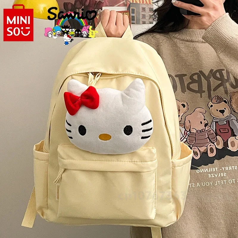 HelloKitty New Women's Backpack Fashion High Quality Nylon Women's Backpack Cartoon Solid Color Large Capacity Student Backpack