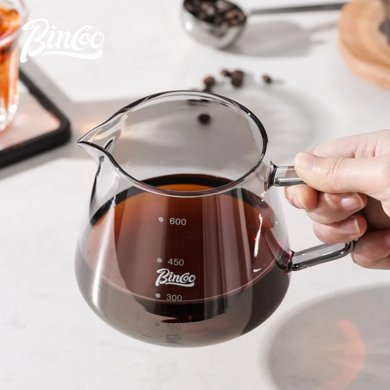 Bincoo Thea Glass Pot for Sharing Coffee Filter Cup Home Utensil Set 600ML  Creamer Container, Microwave Dishwasher Safe