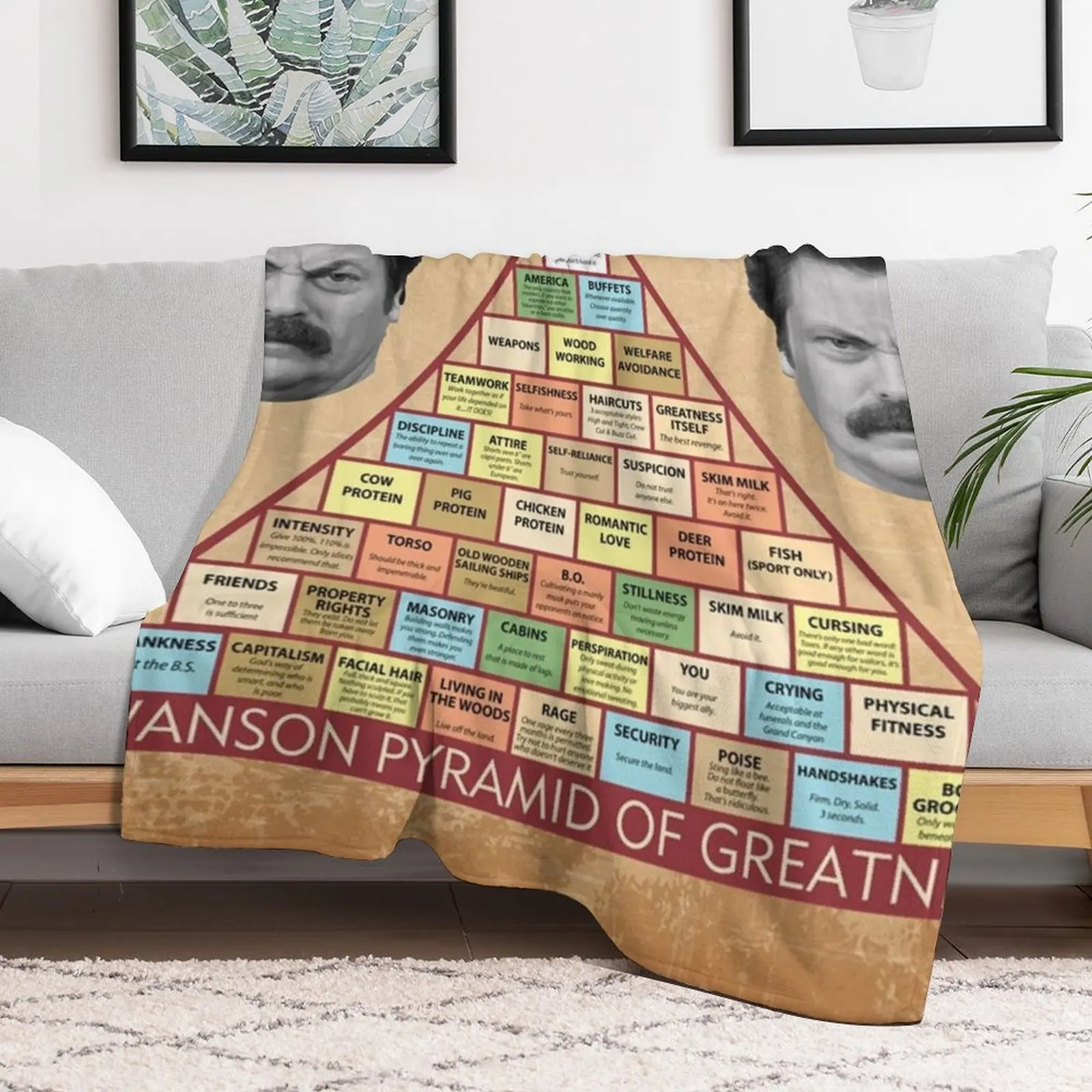 Swanson Pyramid of Greatness Throw Blanket blankets and throws Retros Cute Plaid Blankets