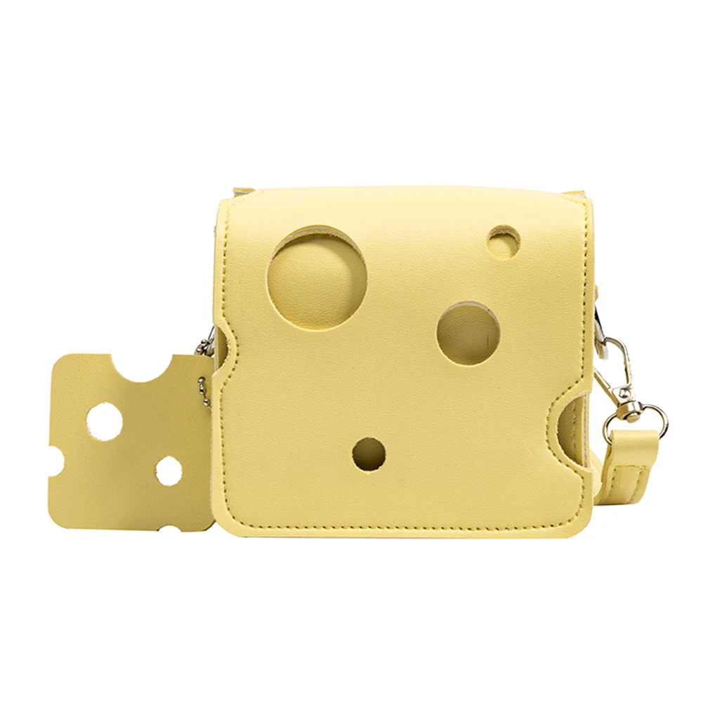 Fashion Mini Women Mobile Phone Pouch Cheese Shaped Sling Shoulder Bag Satchels Small Square Slice Pendant for Girl Purse