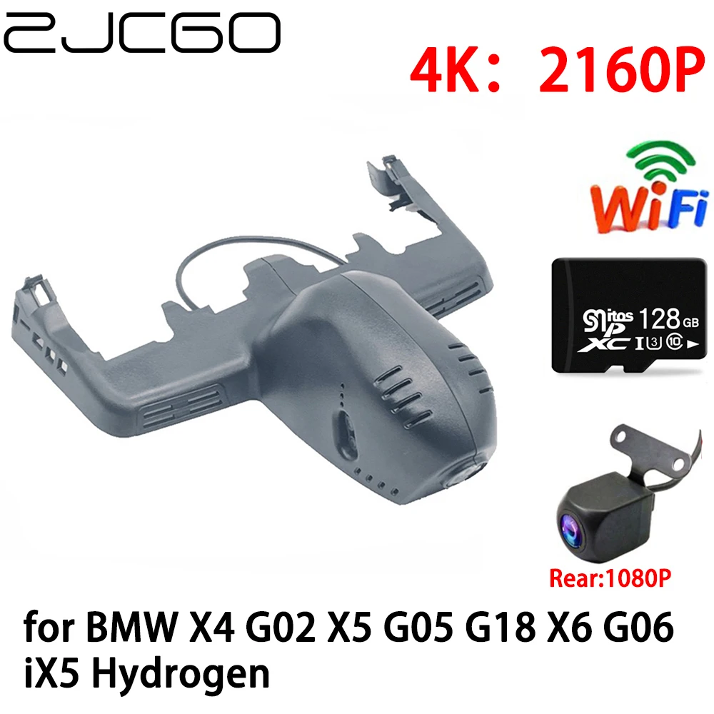 ZJCGO 4K 2K Car DVR Dash Cam Wifi Front Rear Camera 2 Lens 24h Parking Monitor for BMW X4 G02 X5 G05 G18 X6 G06 iX5 Hydrogen