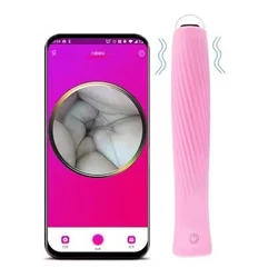 Vagina Endoscope Camera Wholesale Portable Intelligent Visual 5 Frequencies APP Control Wireless Inspection Dildo Vibrator