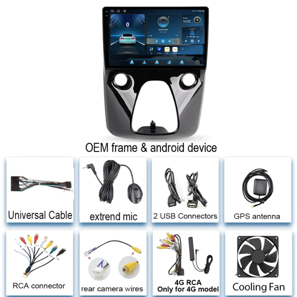 Android 16 Car Radio For Toyota Aygo Peugeot 108 Citroen C1 2016 - 2020 Auto Multimedia Player Stereo 4G WIFI Carplay 360 Camera