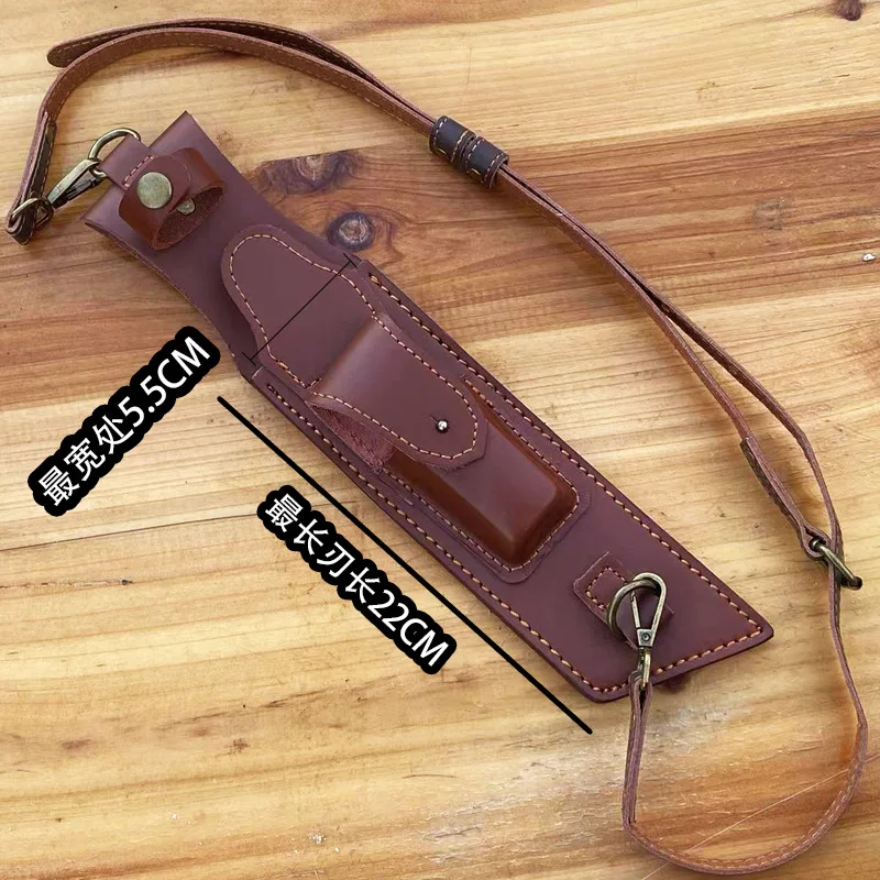 1PC Strap Style Scabbard Universal Straight Knife Folding Knife Engraved Leather Case Cowhide Storage Case Handmade Knife Cover