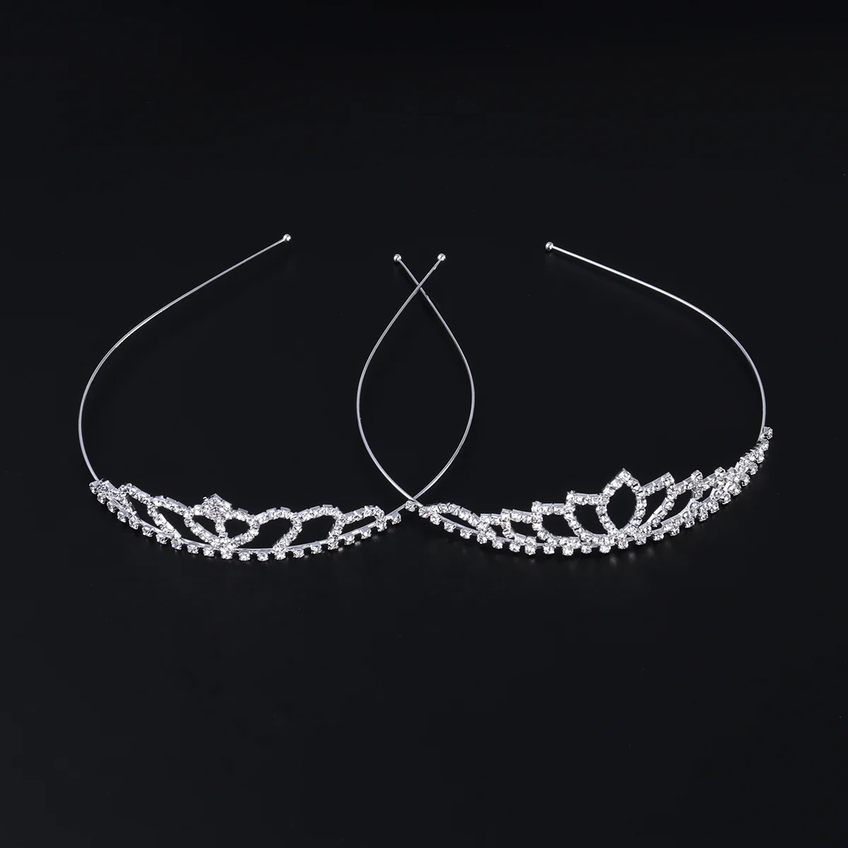 

2Pcs Rhinestone Heart Crown Tiara Elegant Bridal Headband Prom Wedding Hair Accessories Chic Women Crown Tiara Headband