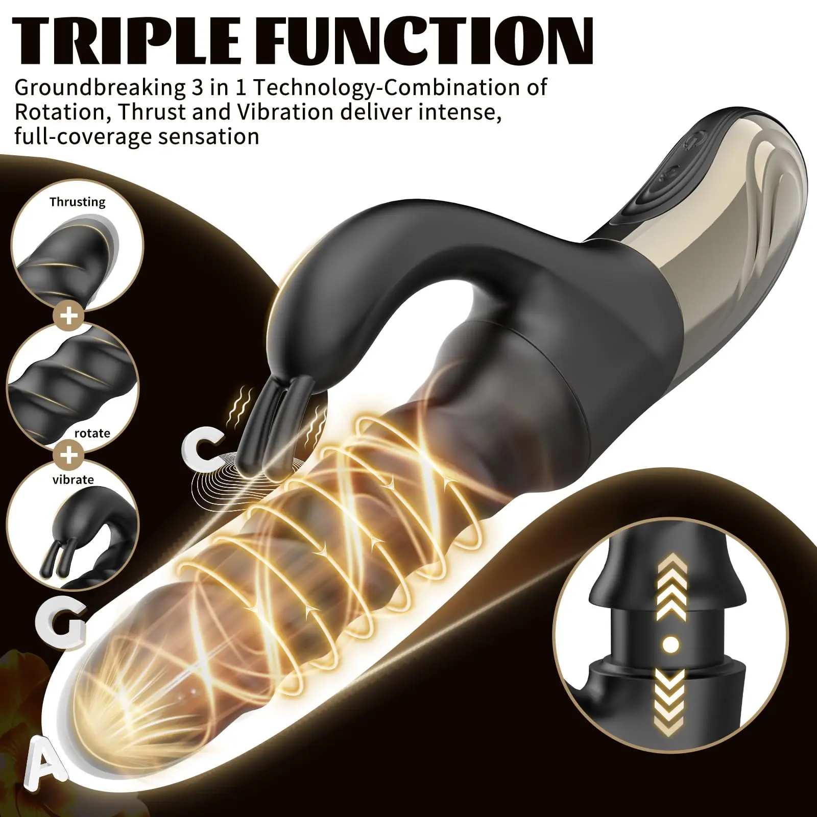 2026 Tornado Swirling G Spot Rabbit Vibrator 360° Rotating Thrusting Female Sex Toys for Clitoral Anal Stimulation Masturbation - Image 4