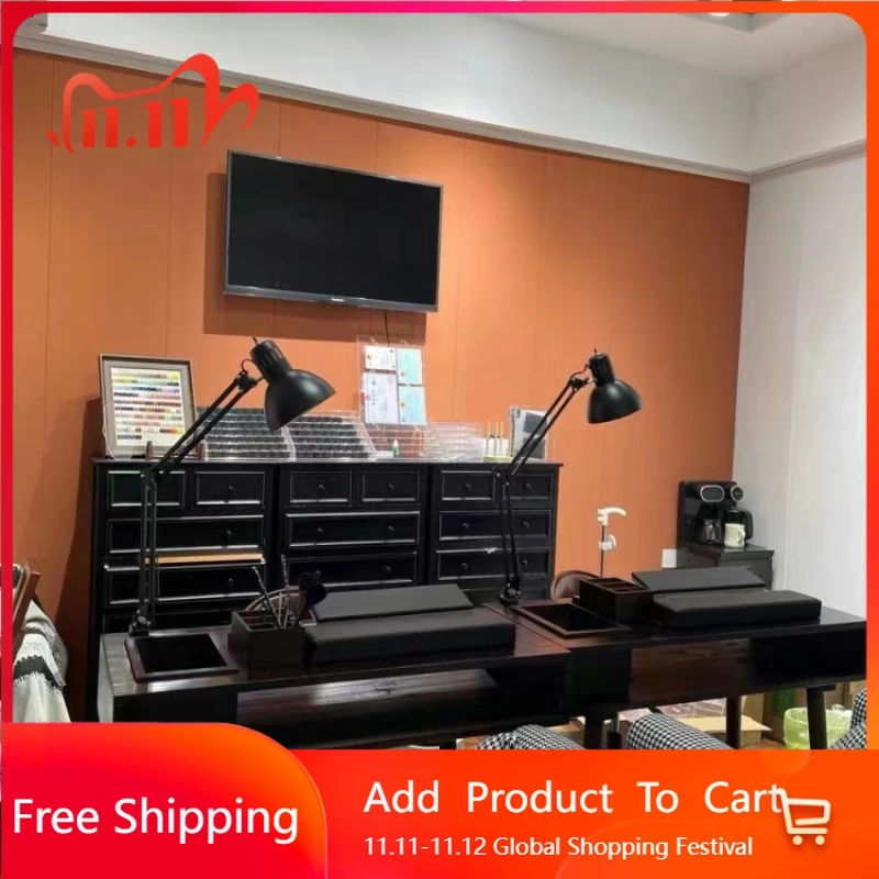 

American Retro Manicure Table Solid Wood Aesthetic Organizer Modern Nail Desk Design Simple High Quality Nageltisch Furniture