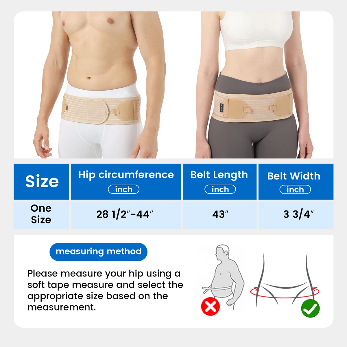 VELEPAU Sacroiliac SI Joint Hip Belt for Sciatica and Pelvic Pain Relief Lower Back Lumbar Support Non-Slip and Adjustable