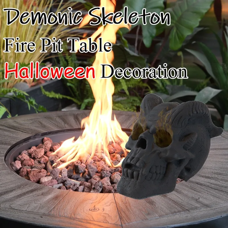 Demonic Skeleton Fireproof Skull Bonfire Accessories for Halloween Outdoor Decorations Suitable for Outdoor Gas Fire Pit Table