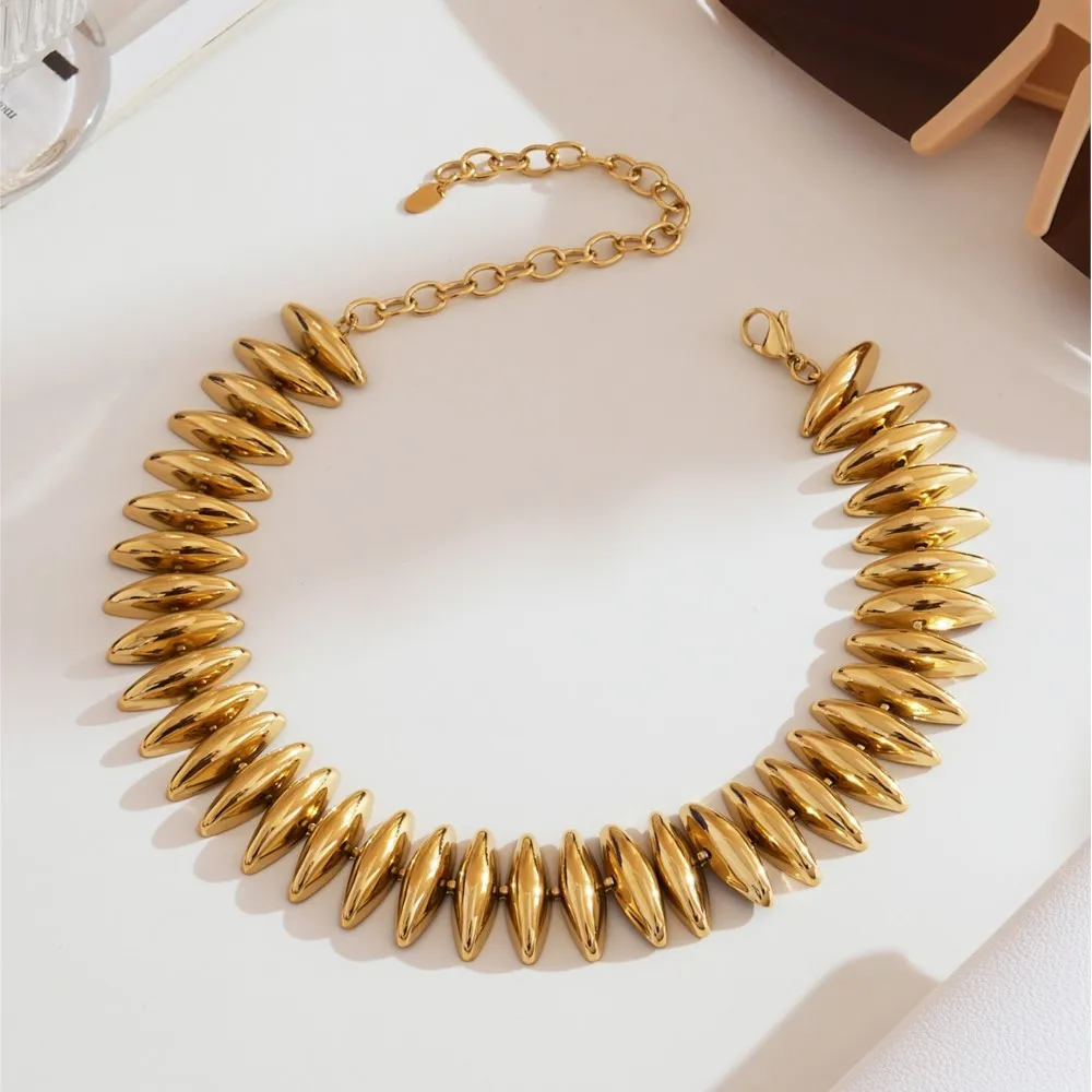 Stainless Steel Choker Bracelet Set 18K Gold Plated