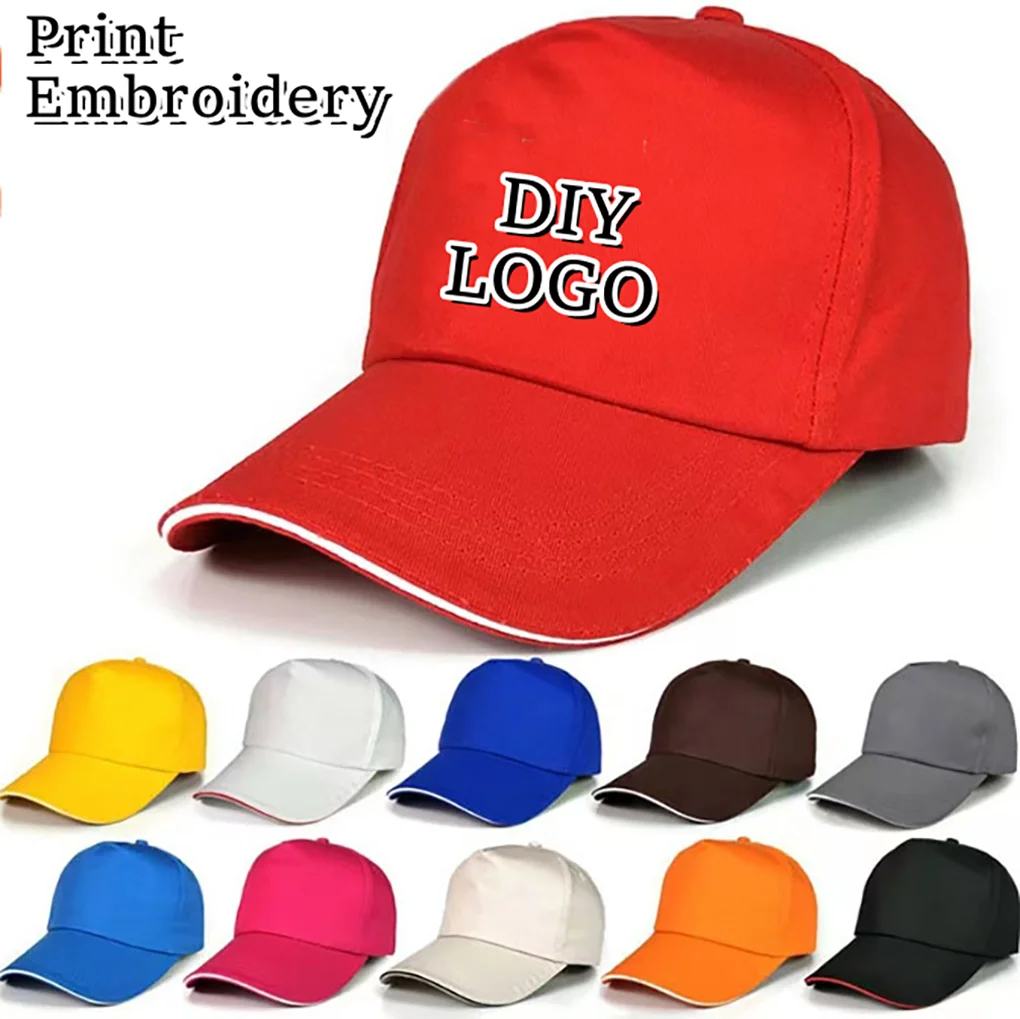 Custom Logo Front Back and Both Sides Baseball Caps Cotton Sports Caps Personalized Printed Embroidered Adjustable Dad Hats