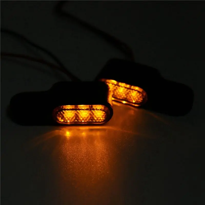 AASS-4PCS 12V Motorcycle Indicators LED Turn Signal Light Handlebar Amber Signal Lamp Blinker,Brake Clutch Lever Mount,Black