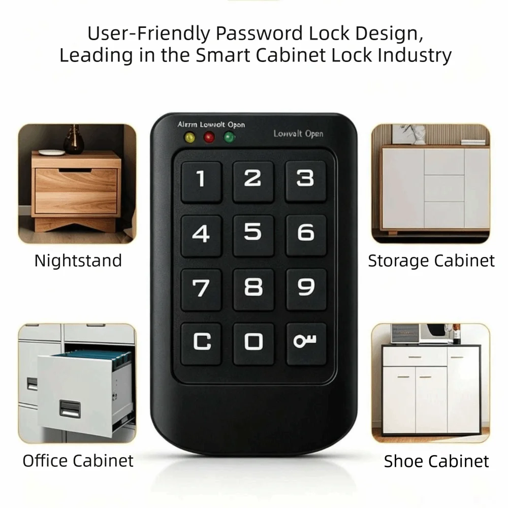 Keyless Digital Cabinet Lock Battery Operated ABS Plastic Panel Touch Keypad Lock Customizable Code USB Power Backup
