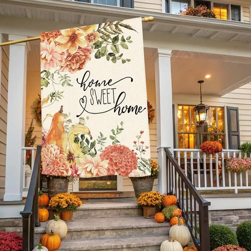 Thanksgiving Fall Dahlia Sweet Home Welcome House Flag 28 X 40 Inch Double Sided 7445050735701 AAV hhz