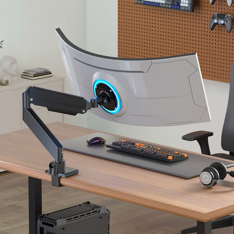 

17-49" Gas Spring Arm Curved Arc Screen Monitor Stand Large Display Stand Load 20KG Mount High Weight Premium Single Monitor Arm
