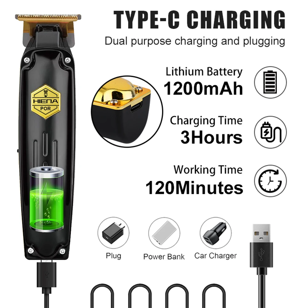 HIENA 헤어 커팅 머신 남성용 USB 충전식 헤어 클리퍼 이발사 남성용 트리머 세트 가정용 전기 면도기에 이상적