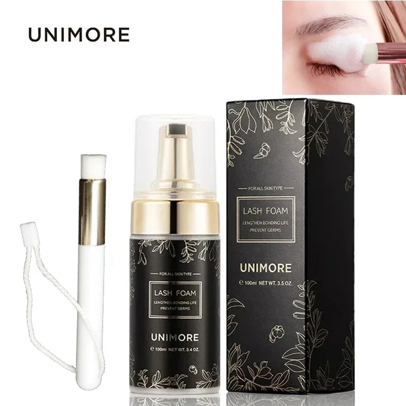 

Unimore Lash Mousse Eyelash extension Shampoo 100ml Deep Cleaner Gentle for Cosmetics Super Soft Brush Lash Extension Supplies