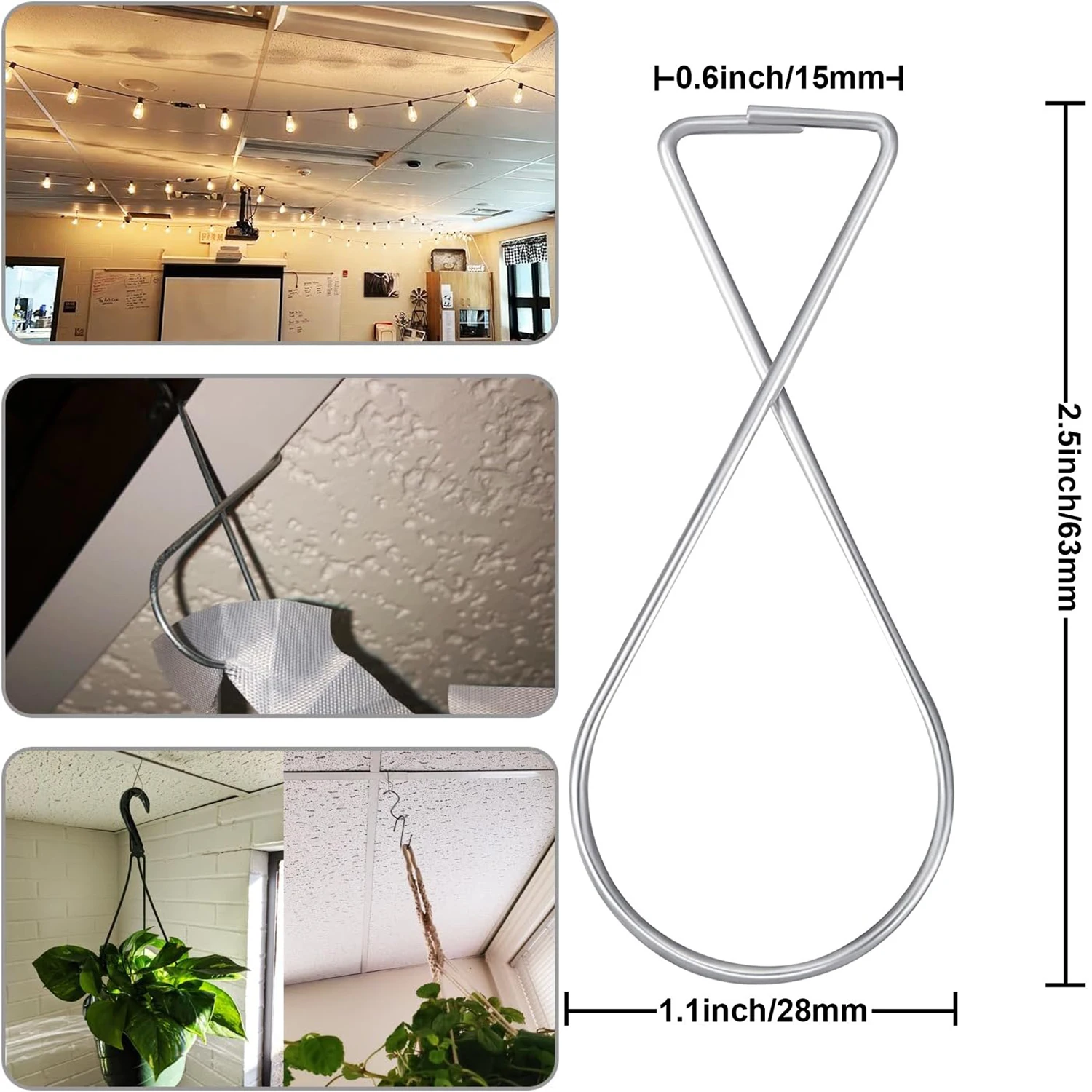 10-50Pcs Ceiling Hook Clips Drop Ceiling Hanger Hooks Grid Clips for Light Plant Office Home Stores Classroom and Wedding Decor